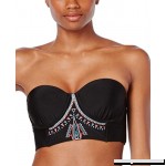 Bikini Nation Women's Stitch Perfect Embroidered Cropped Swimsuit Top Black B072VTPWFB
